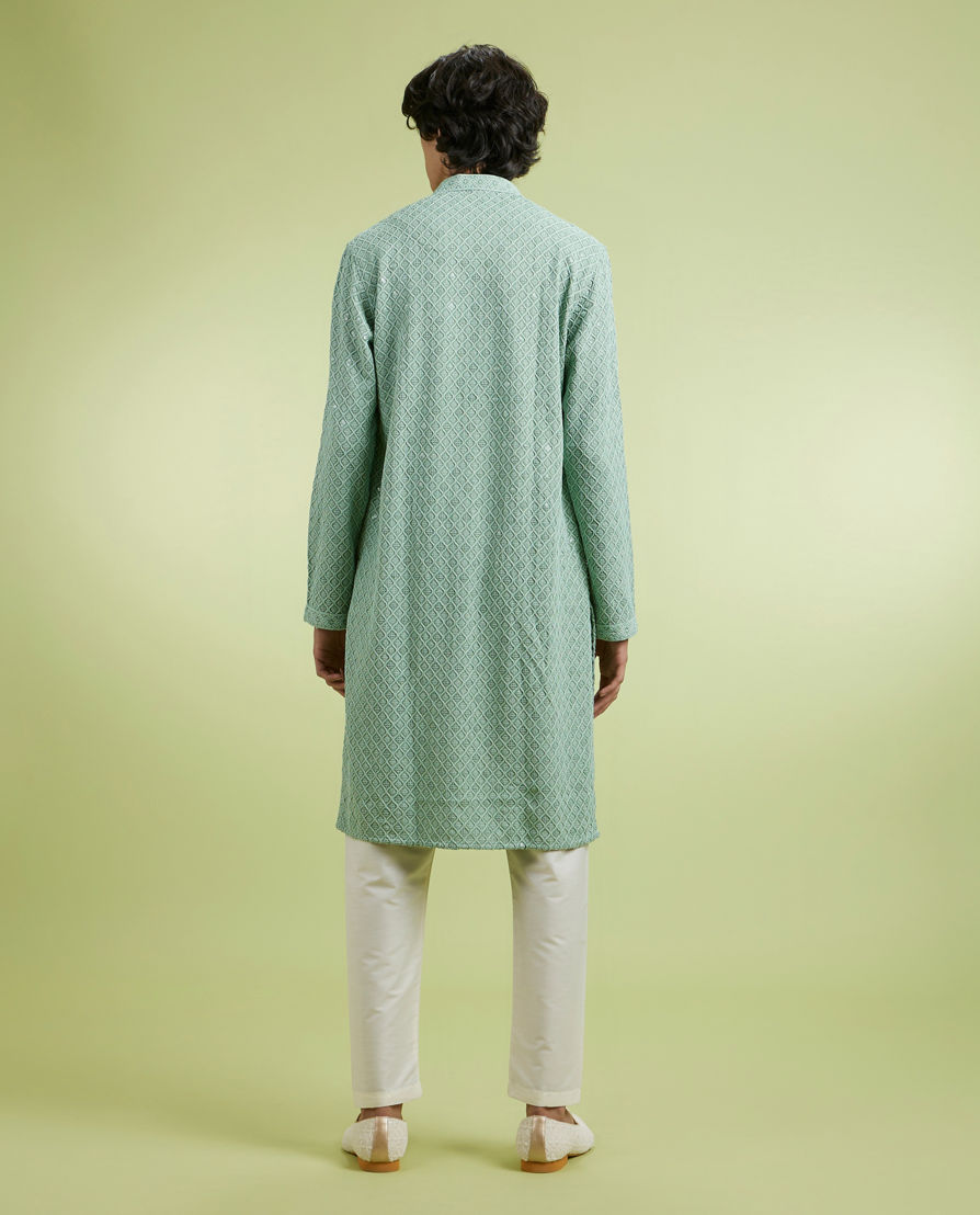 Diwas Men Elegant Mid Green Kurta Pajama