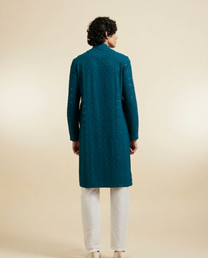 Diwas Men Teal Green Viscose Kurta Pajama