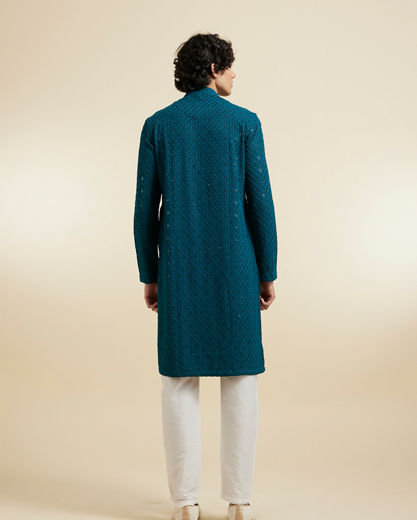 Diwas Men Teal Green Viscose Kurta Pajama