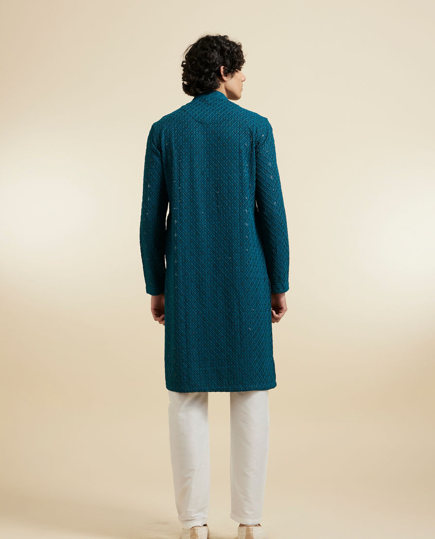 Diwas Men Teal Green Viscose Kurta Pajama