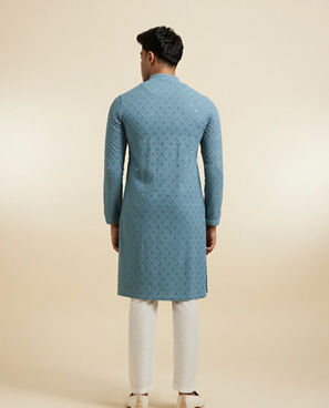 Diwas Men Greyish Blue Vibrance Kurta Pajama