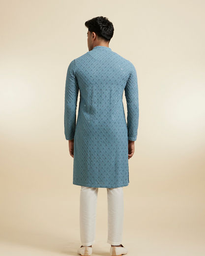 Diwas Men Greyish Blue Vibrance Kurta Pajama
