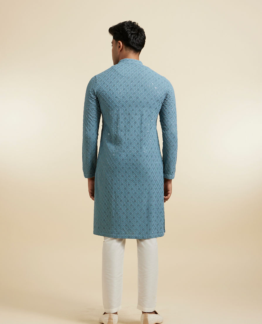 Diwas Men Greyish Blue Vibrance Kurta Pajama