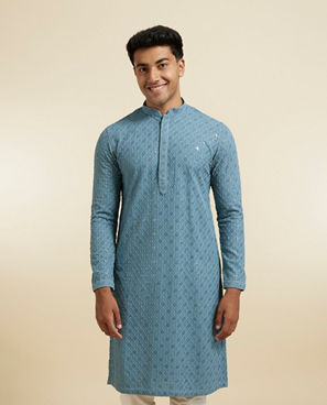 Diwas Men Greyish Blue Vibrance Kurta Pajama