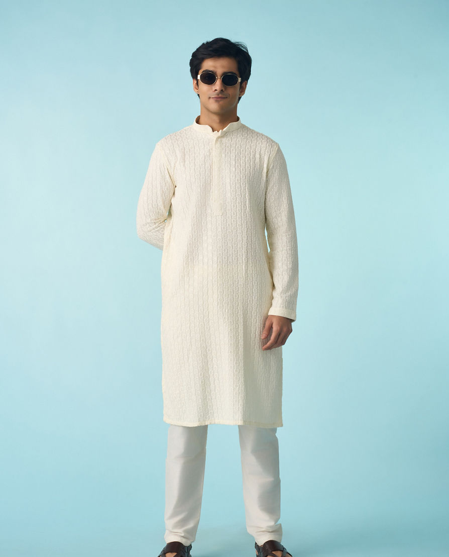 Diwas Men Elegant Cream Celebration Kurta Pajama