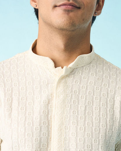 Diwas Men Elegant Cream Celebration Kurta Pajama