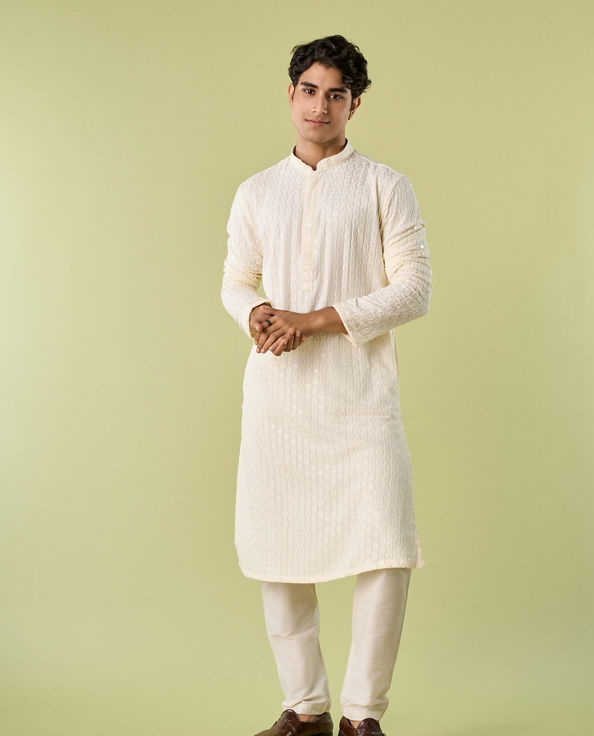 Diwas Men Elegant Cream Celebration Kurta Pajama