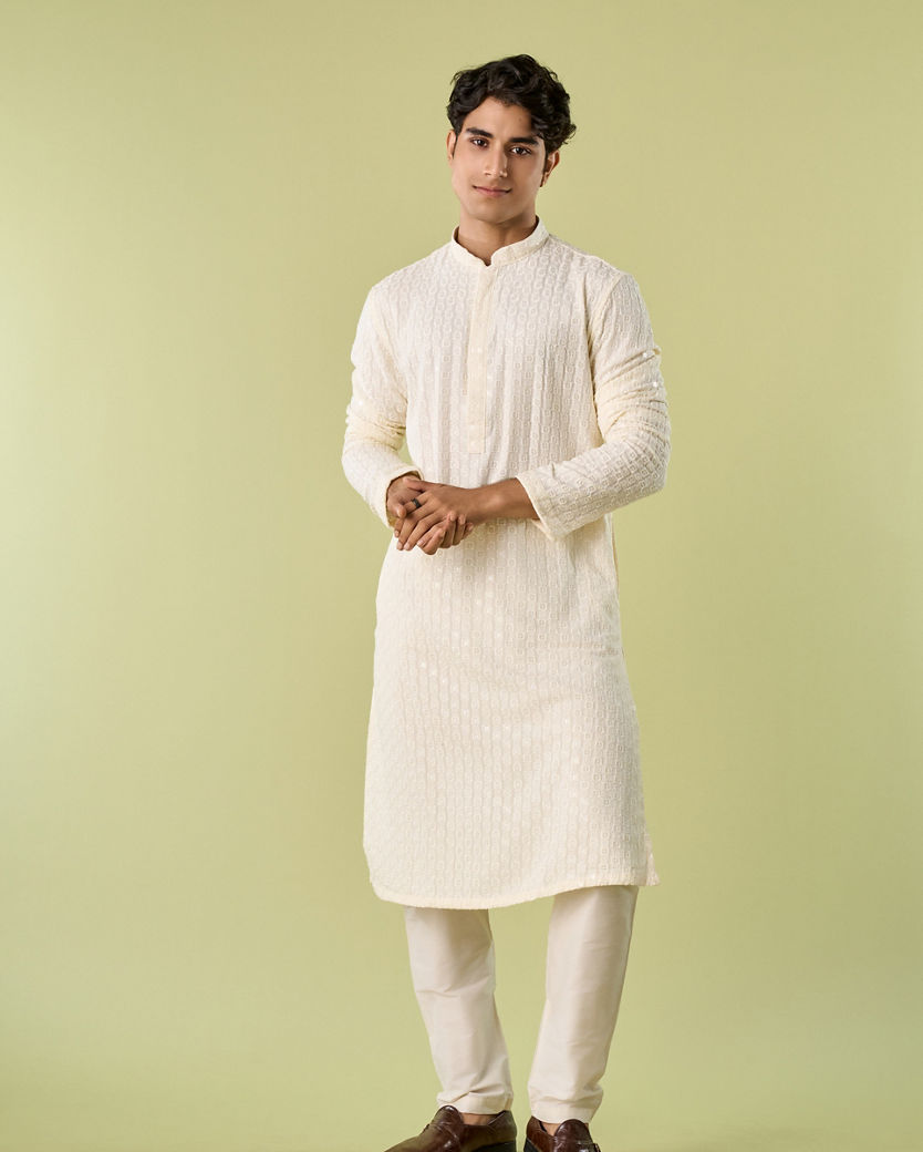 Diwas Men Elegant Cream Celebration Kurta Pajama