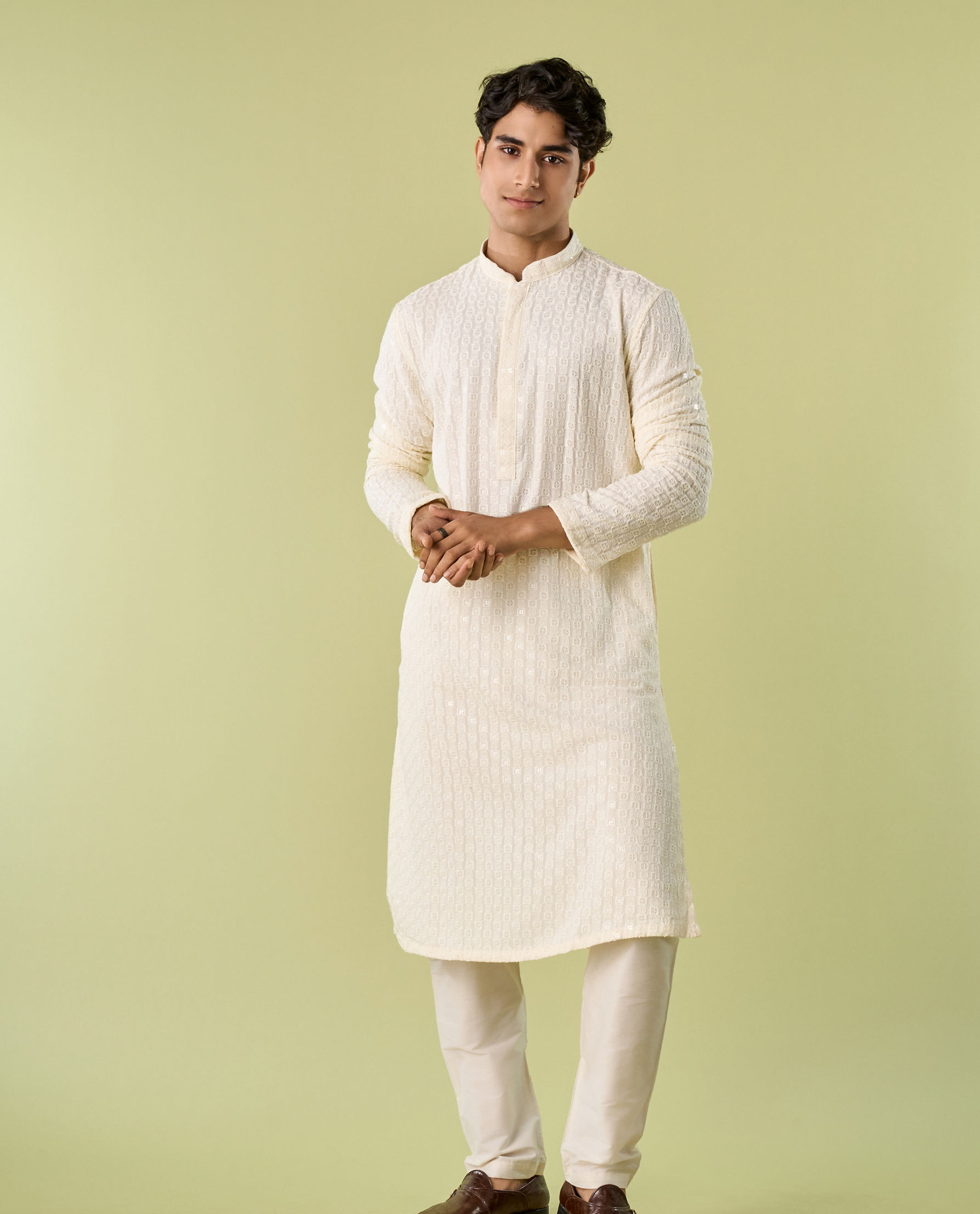 Diwas Men Elegant Cream Celebration Kurta Pajama