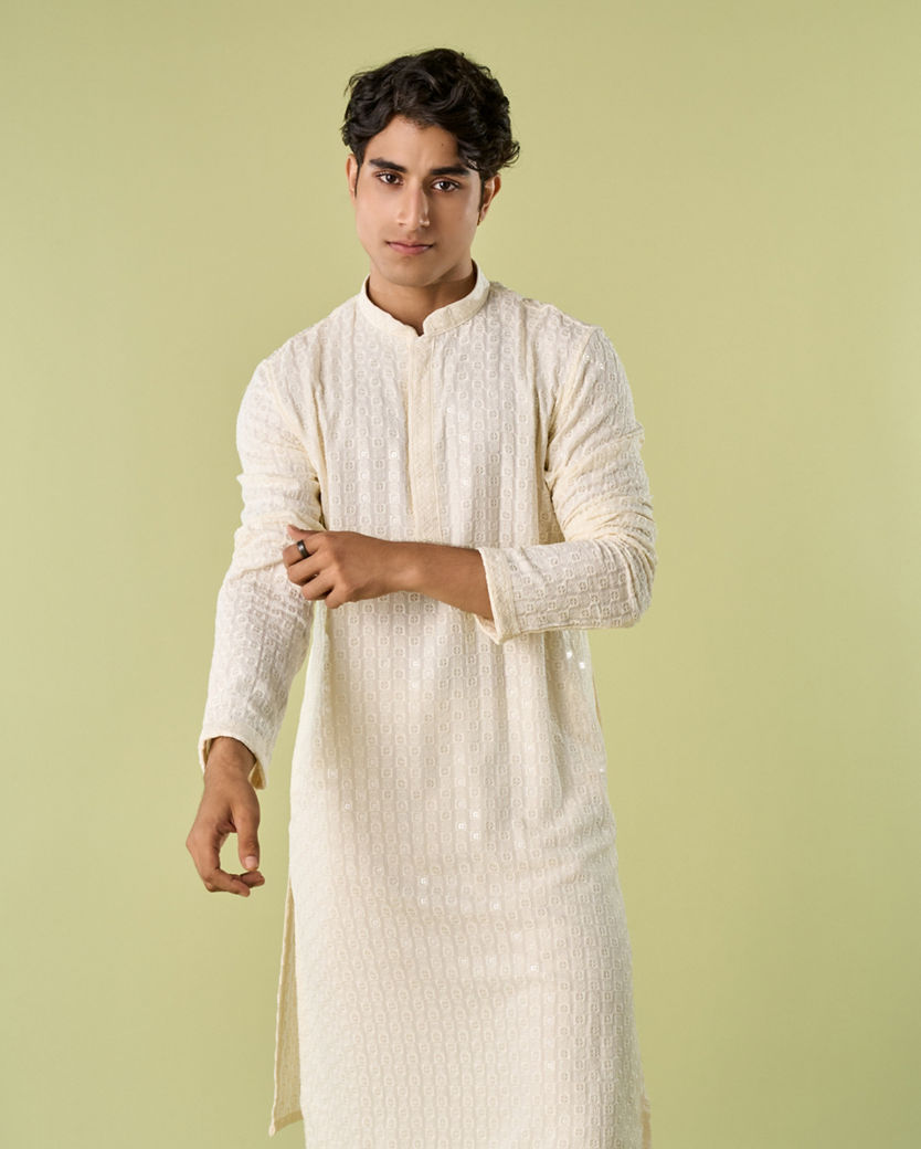Diwas Men Elegant Cream Celebration Kurta Pajama