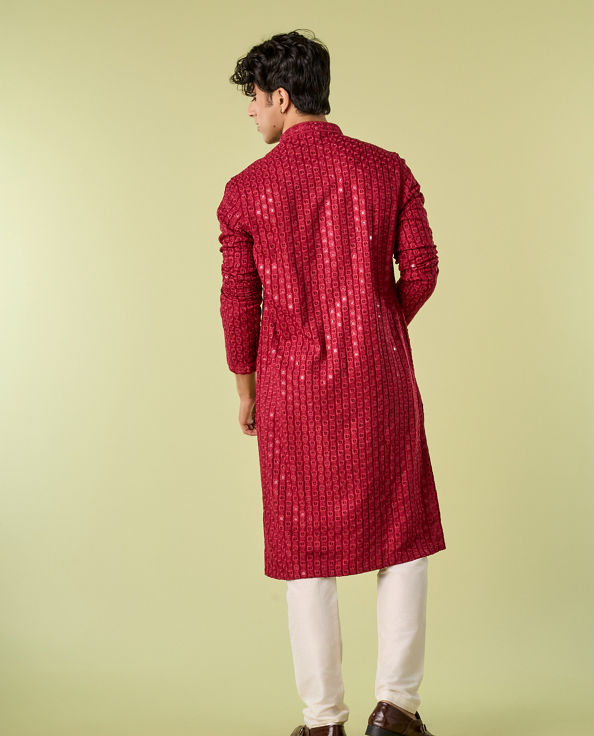 Diwas Men Maroon Elegance Kurta Pajama