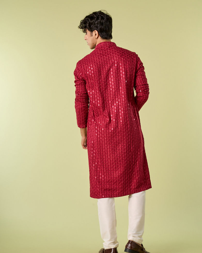 Diwas Men Maroon Elegance Kurta Pajama