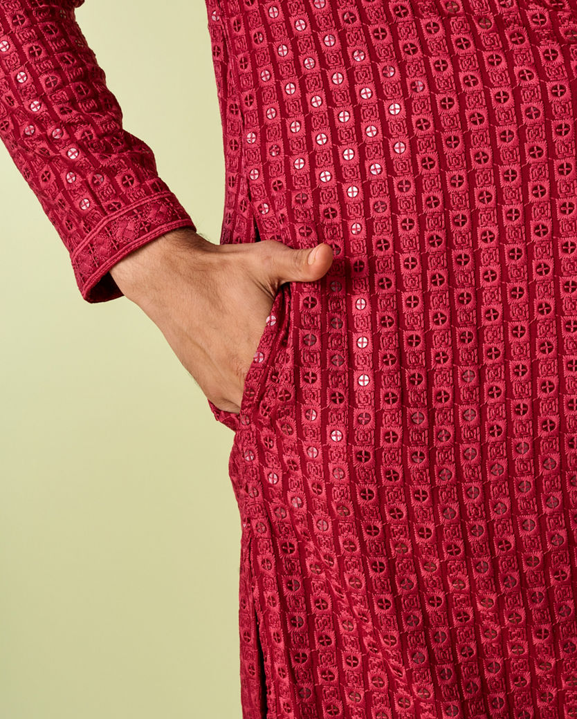 Diwas Men Maroon Elegance Kurta Pajama