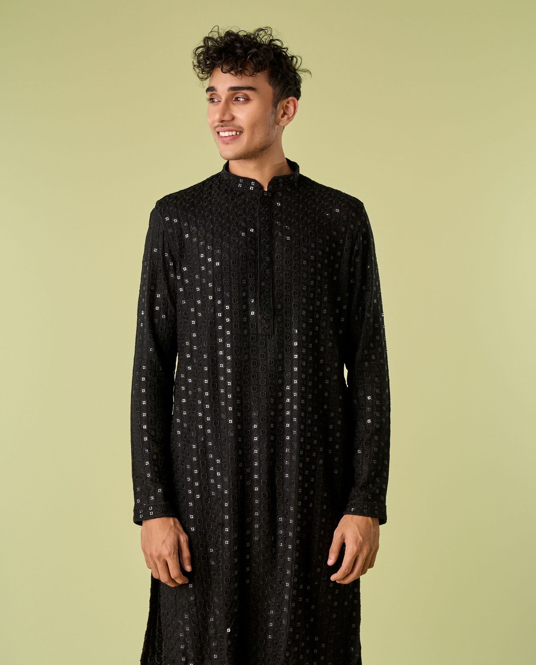 Diwas Men Black Viscose Kurta Pajama