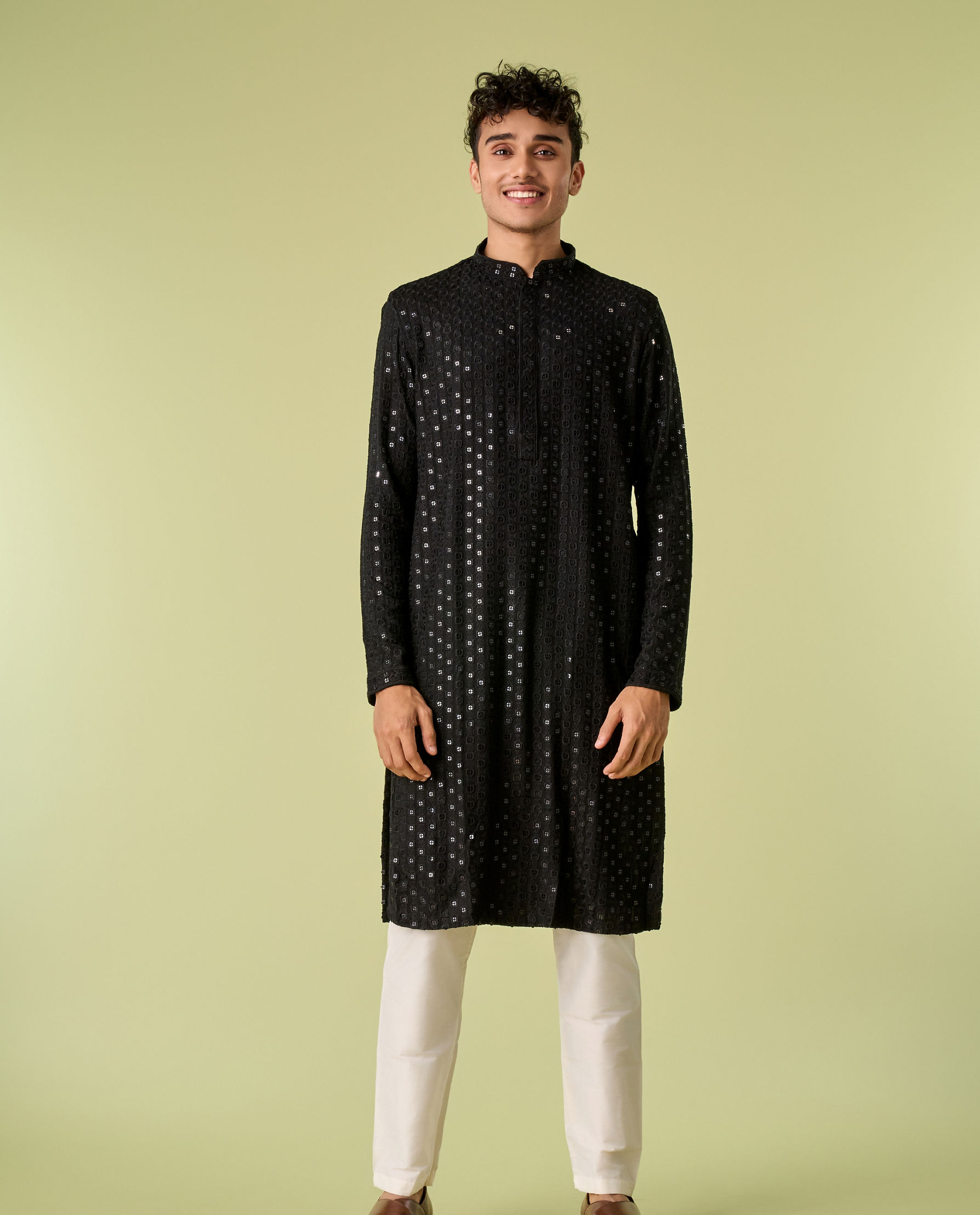 Diwas Men Black Viscose Kurta Pajama