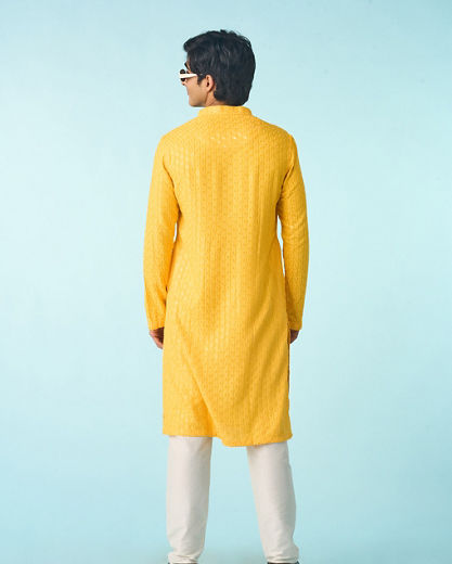 Diwas Men Radiant Yellow Viscose Kurta Pajama
