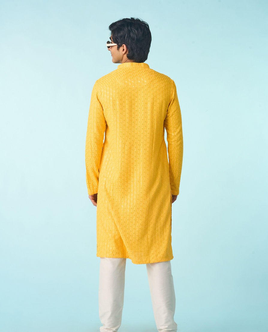 Diwas Men Radiant Yellow Viscose Kurta Pajama