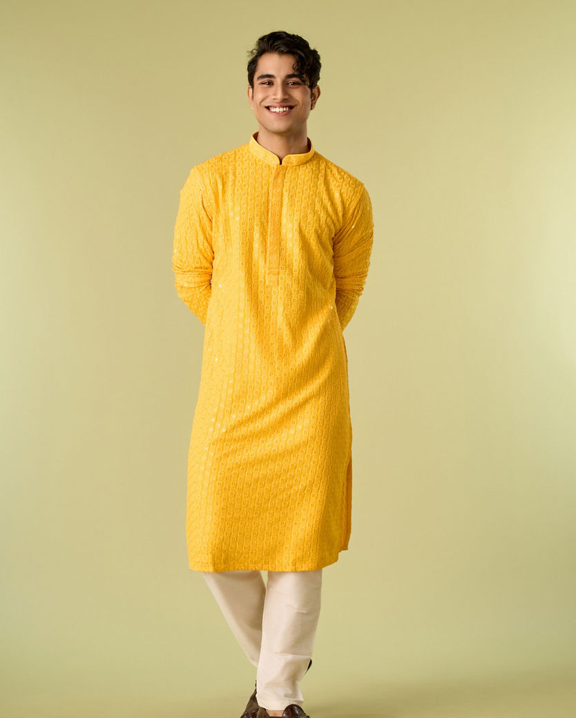 Diwas Men Radiant Yellow Viscose Kurta Pajama