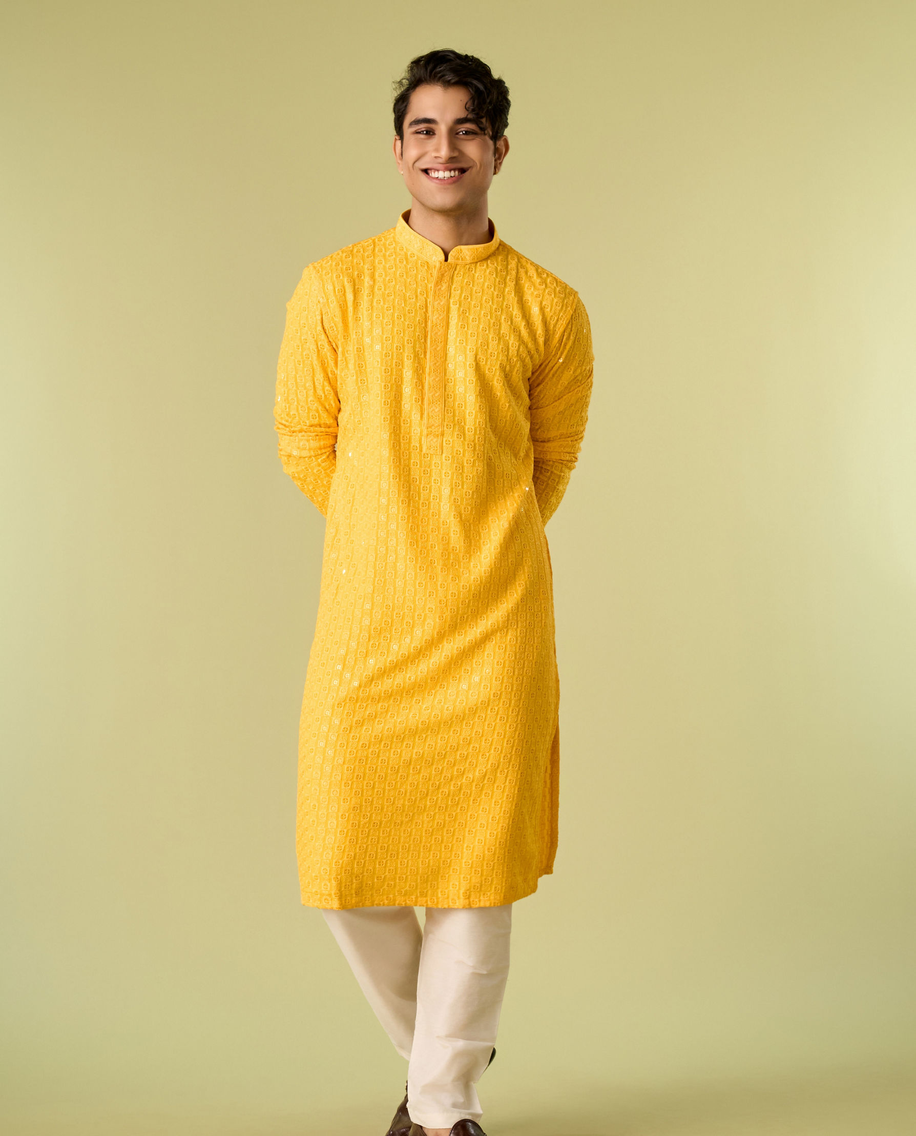 Diwas Men Radiant Yellow Viscose Kurta Pajama