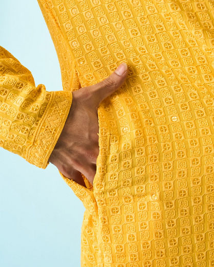 Diwas Men Radiant Yellow Viscose Kurta Pajama