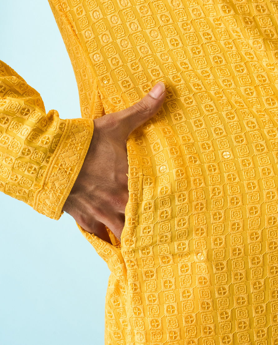 Diwas Men Radiant Yellow Viscose Kurta Pajama