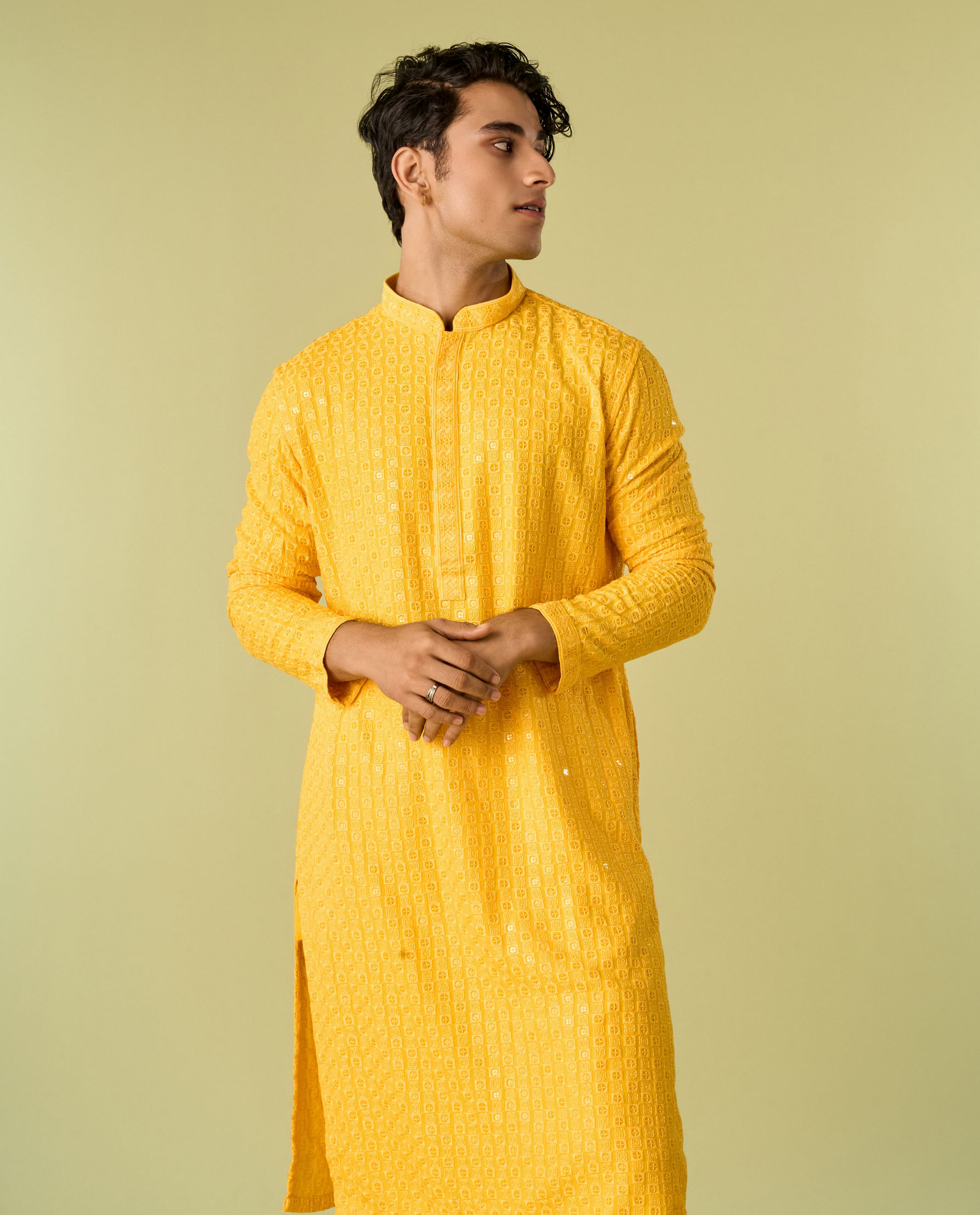 Diwas Men Radiant Yellow Viscose Kurta Pajama