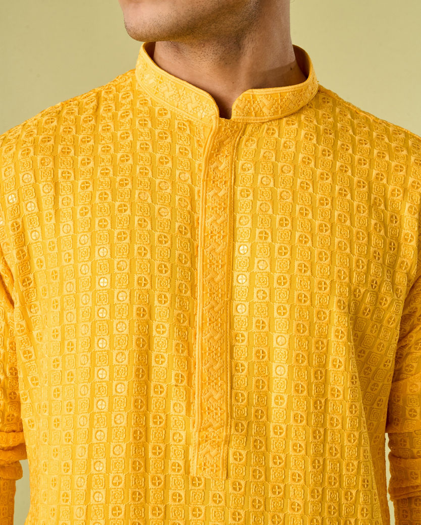 Diwas Men Radiant Yellow Viscose Kurta Pajama