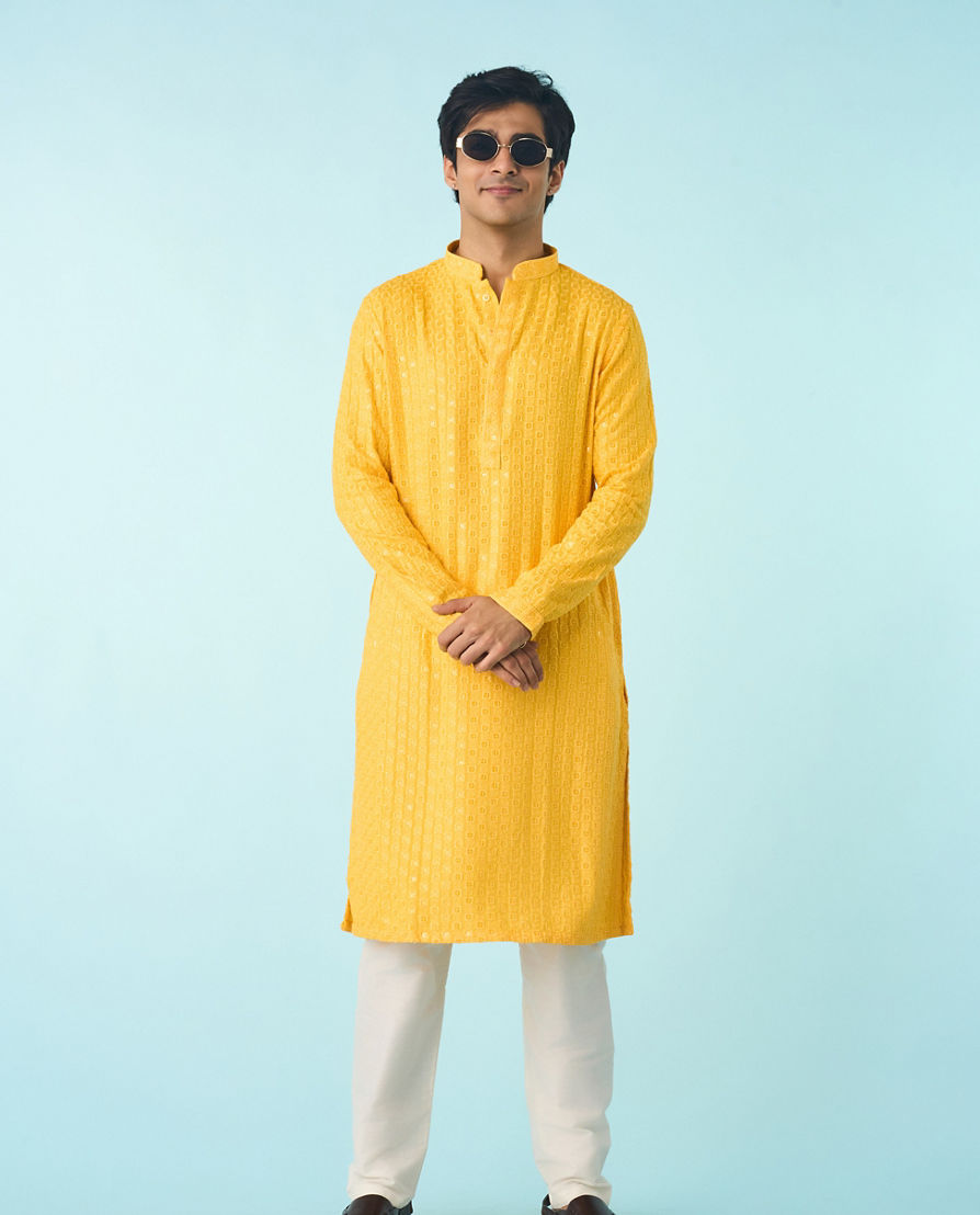 Diwas Men Radiant Yellow Viscose Kurta Pajama