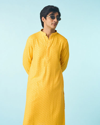 Diwas Men Radiant Yellow Viscose Kurta Pajama