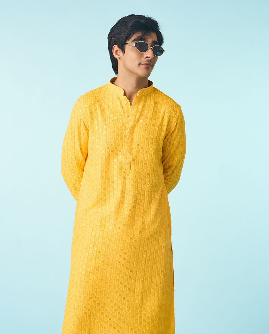 Diwas Men Radiant Yellow Viscose Kurta Pajama