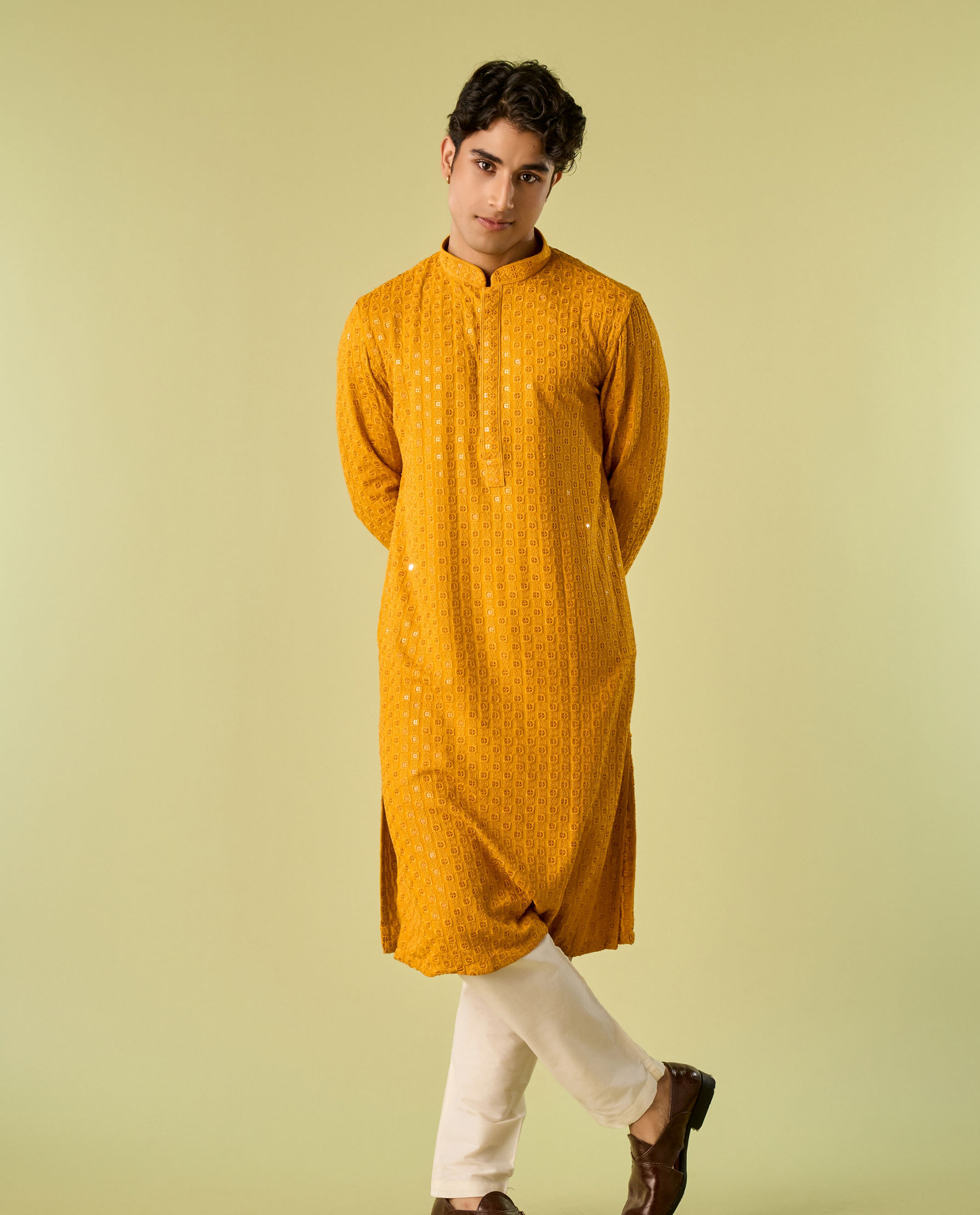 Diwas Men Mustard Kurta Pajama