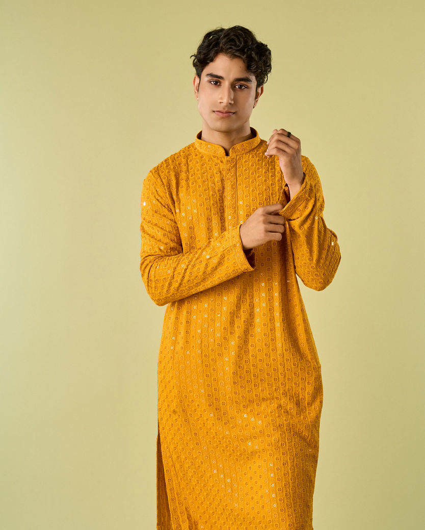 Diwas Men Mustard Kurta Pajama