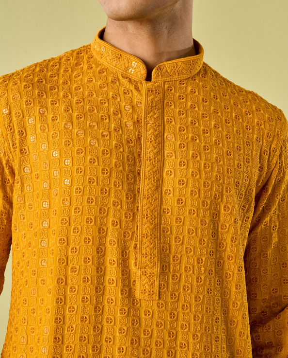 Diwas Men Mustard Kurta Pajama