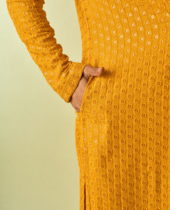 Diwas Men Mustard Kurta Pajama