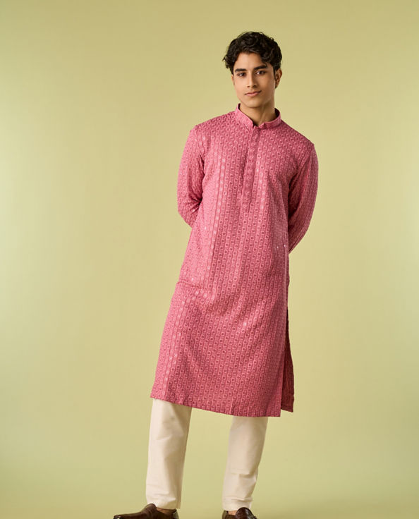 Diwas Men Dusty Pink Royal Elegance Kurta Pajama