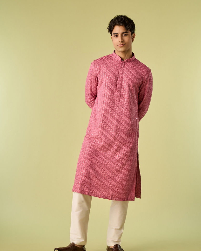 Diwas Men Dusty Pink Royal Elegance Kurta Pajama