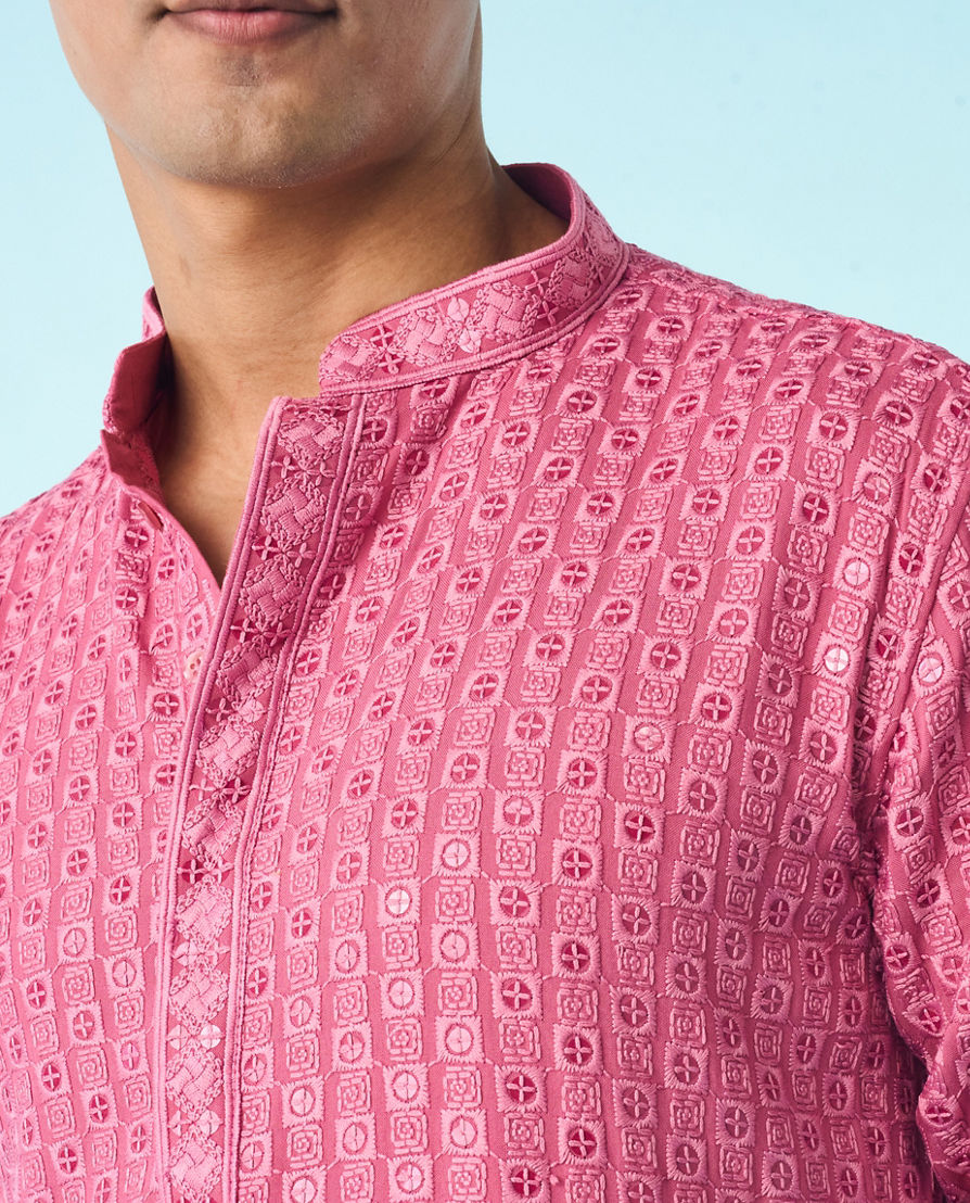 Diwas Men Dusty Pink Royal Elegance Kurta Pajama