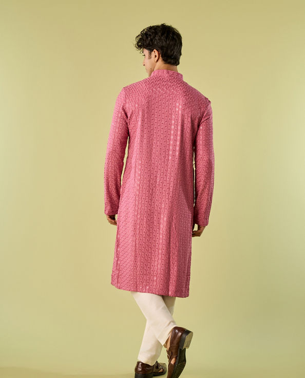 Diwas Men Dusty Pink Royal Elegance Kurta Pajama