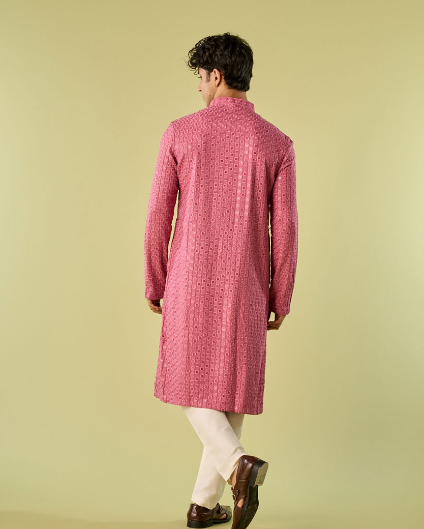 Diwas Men Dusty Pink Royal Elegance Kurta Pajama