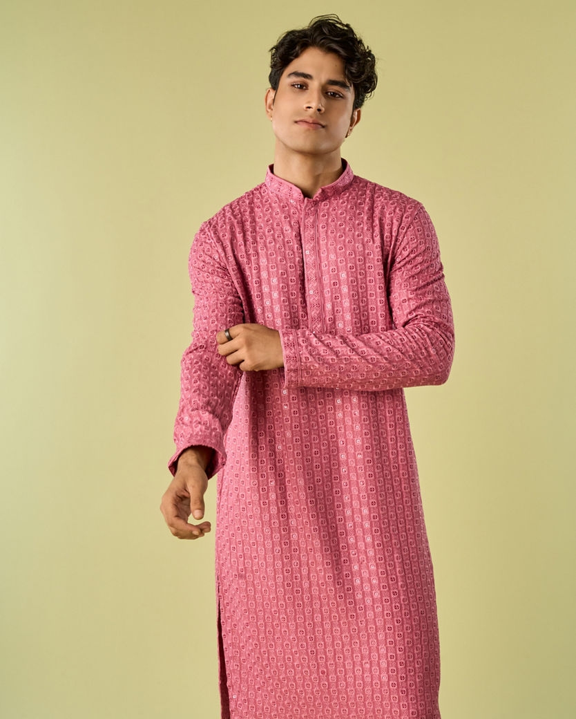 Diwas Men Dusty Pink Royal Elegance Kurta Pajama
