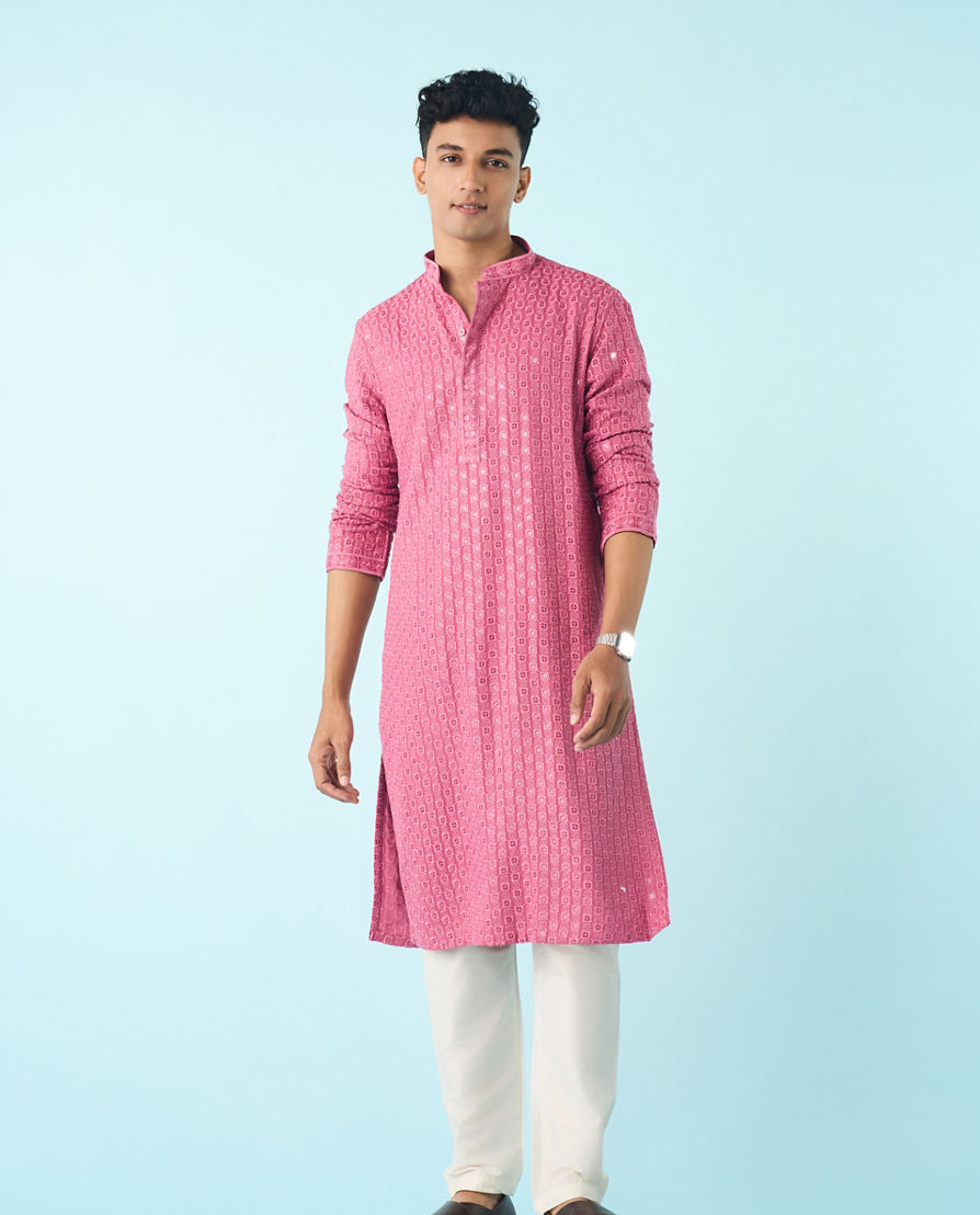 Diwas Men Dusty Pink Royal Elegance Kurta Pajama