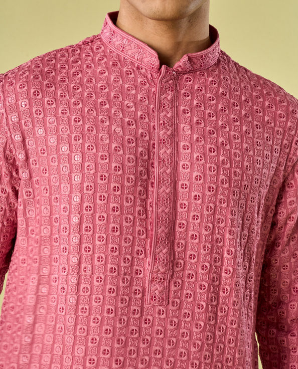 Diwas Men Dusty Pink Royal Elegance Kurta Pajama