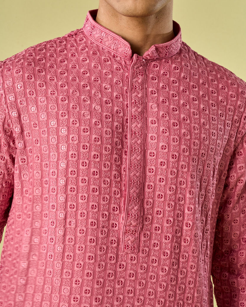 Diwas Men Dusty Pink Royal Elegance Kurta Pajama