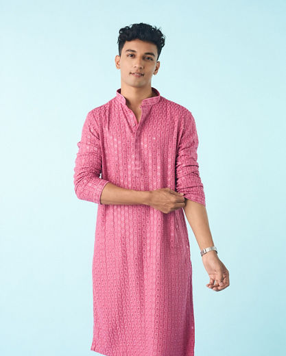 Diwas Men Dusty Pink Royal Elegance Kurta Pajama