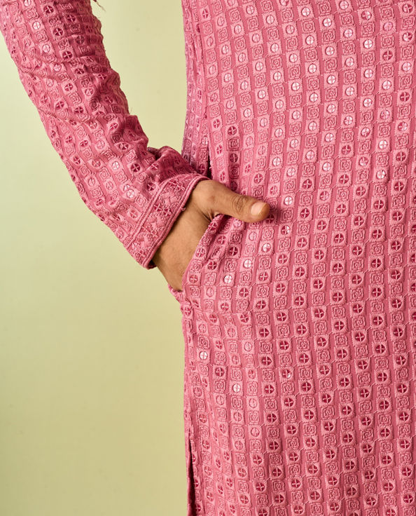 Diwas Men Dusty Pink Royal Elegance Kurta Pajama
