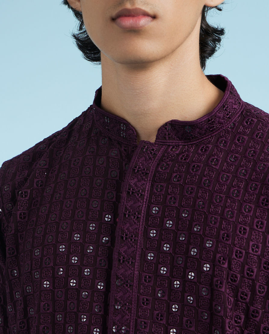 Diwas Men Purple Glory Viscose Kurta Pajama