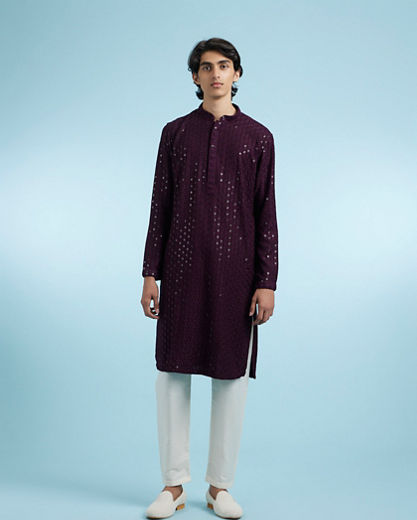 Diwas Men Purple Glory Viscose Kurta Pajama