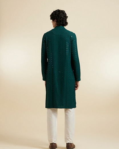 Diwas Men Dark Green Viscose Kurta Pajama