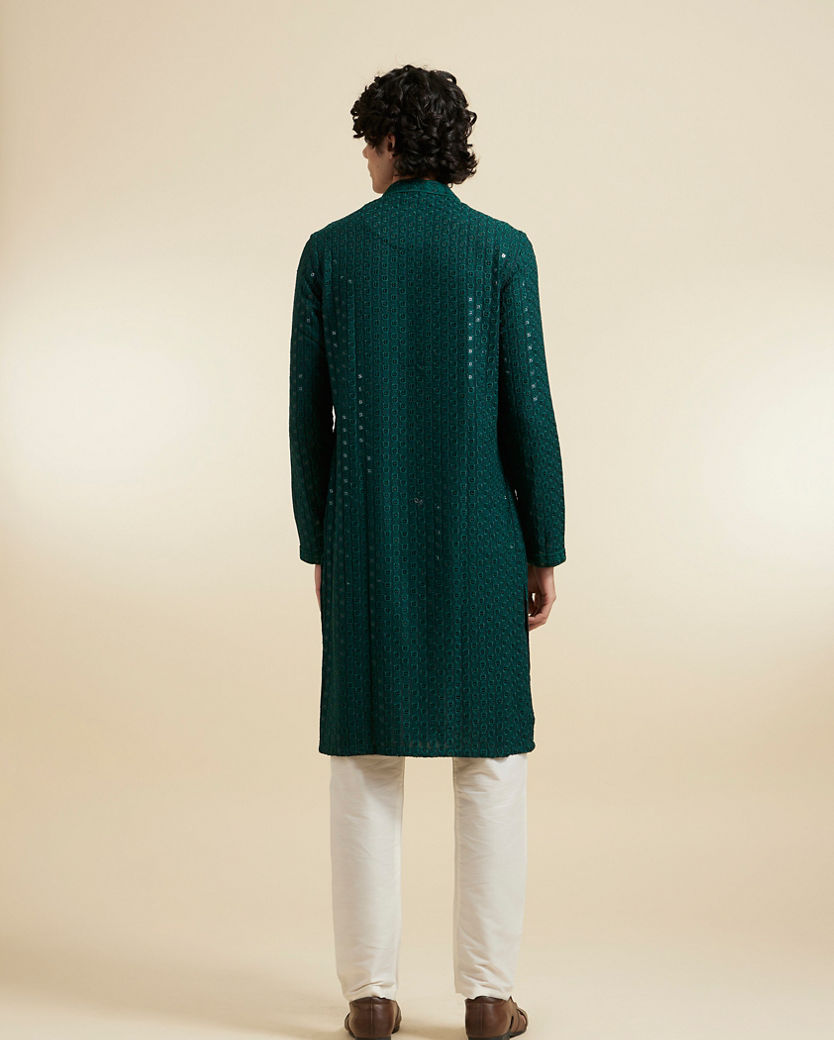 Diwas Men Dark Green Viscose Kurta Pajama