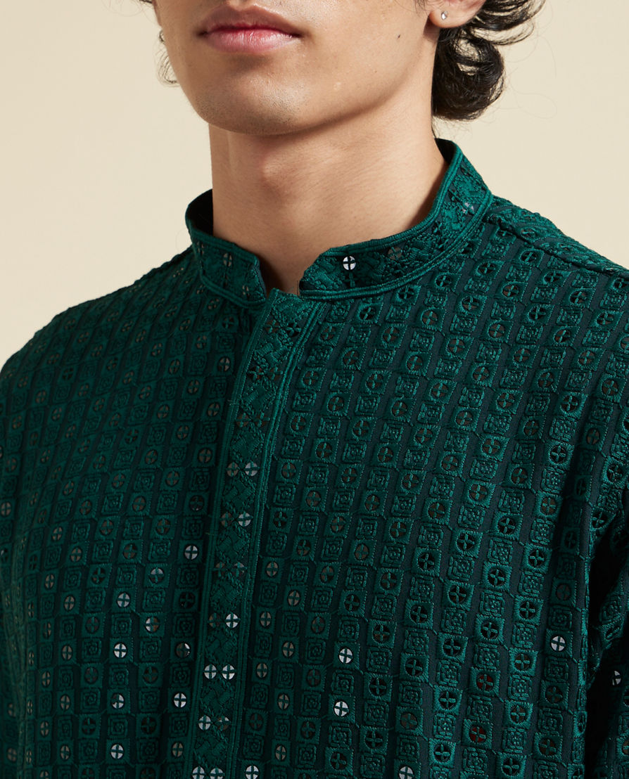 Diwas Men Dark Green Viscose Kurta Pajama